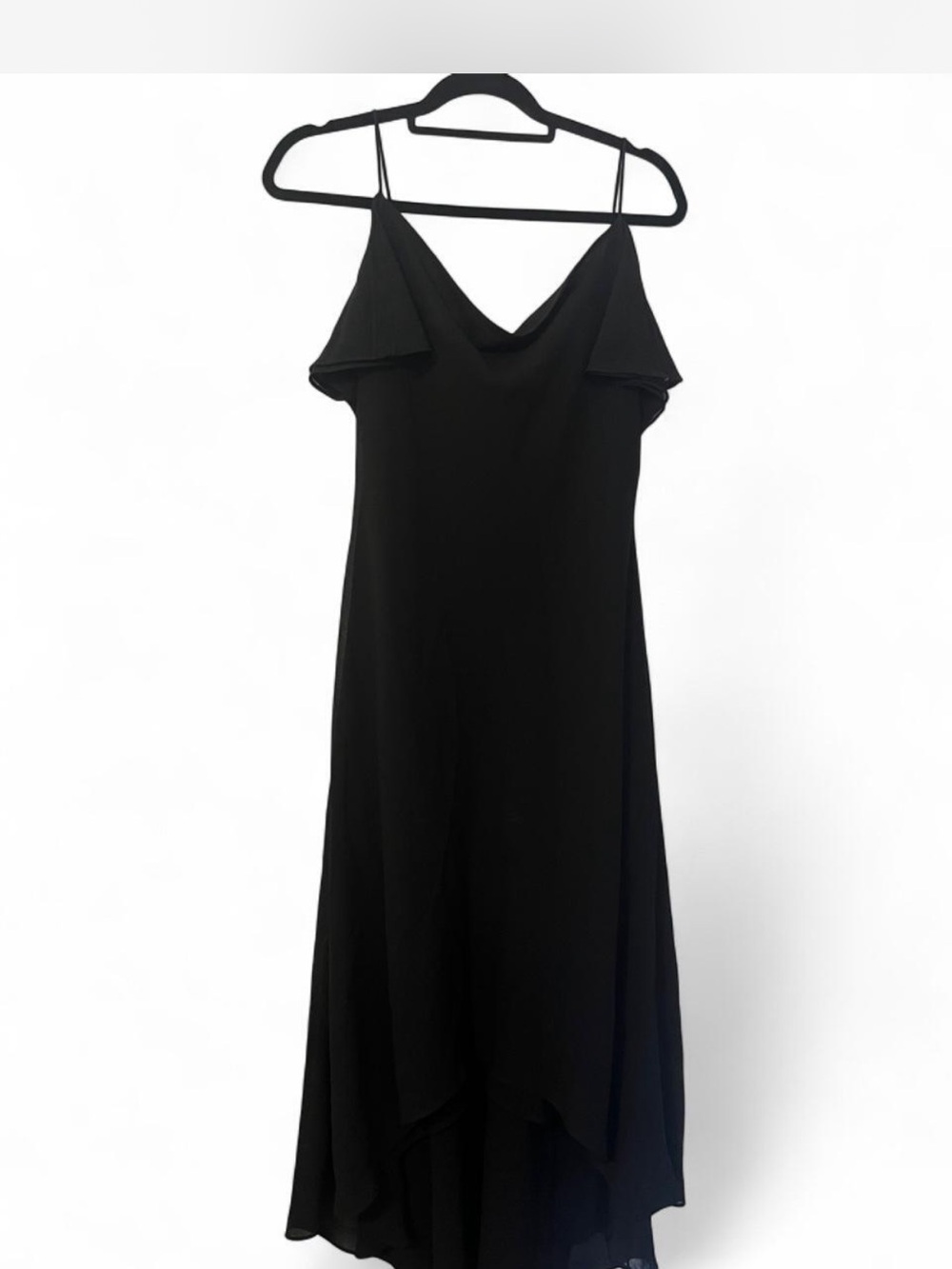 Vintage Black Spaghetti Strap Flowy Maxi Dress